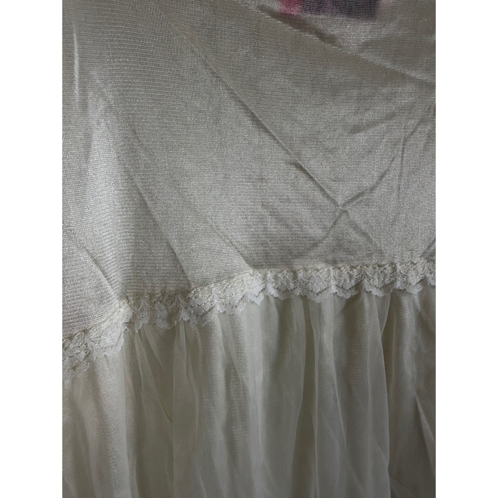 Vintage Cream Lace Trim Nightgown Sheer Maxi slip Pearl Detail romantic Wedding - Picture 11 of 16